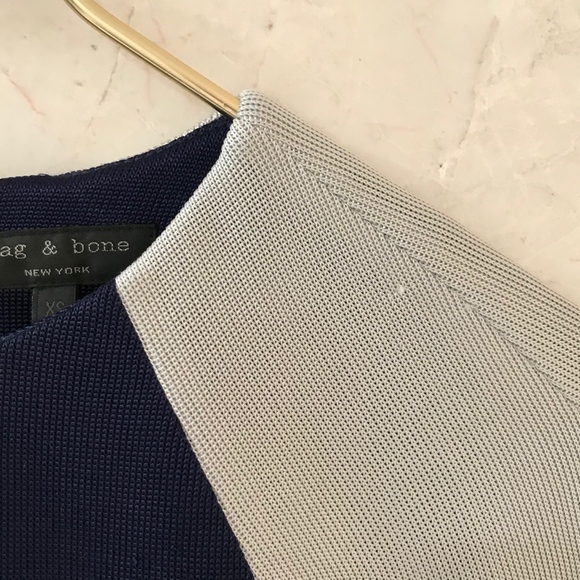 Rag & Bone {XS} Sweater Silver Metallic Navy Knit - Picture 4 of 12